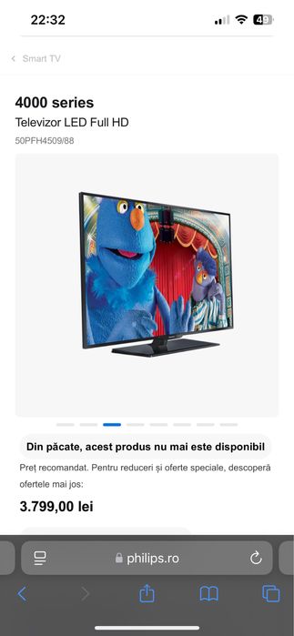 Televizor LED TV Philips, 127 cm, 50PFH4509