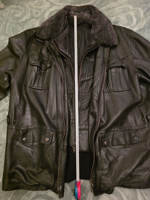 Geaca piele oaie - sheep skin- guler blana XXL