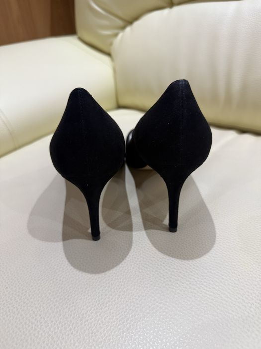 Pantofi Stiletto Stuart Weitzman Stuart 85 Pump, Piele Întoarsă neagră