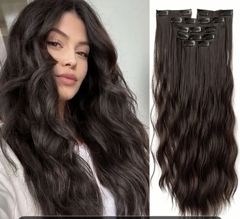 Комплект коса с клипс - екстеншъни 60см термоустойчива - 7 реда