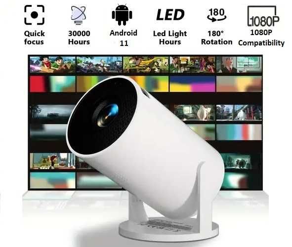 HD проектор с Android 11 – Превърни всяка стена в кино екран!