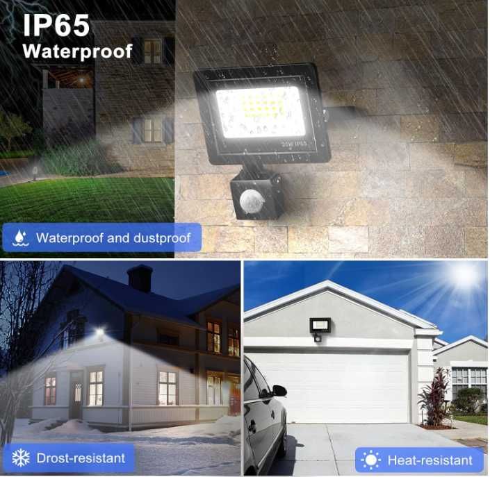 Spot LED Realky cu senzor de mișcare, 20 W 2000 LM, spot exterior