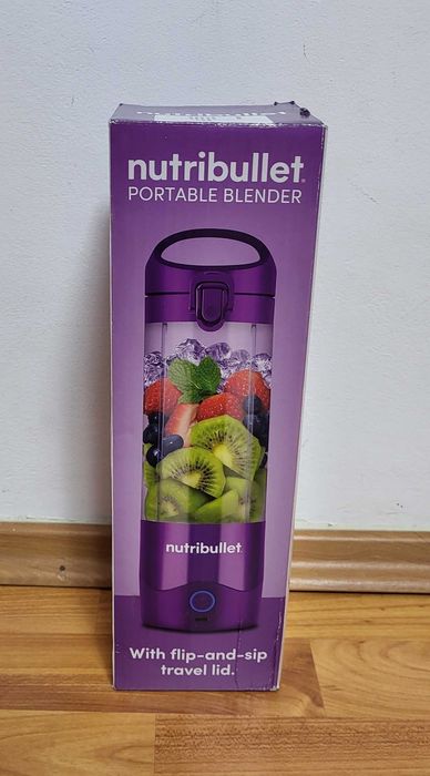 Sigilat Blender portabil Nutribullet NBP003PU, cupa 475 ml, USB-C, mov