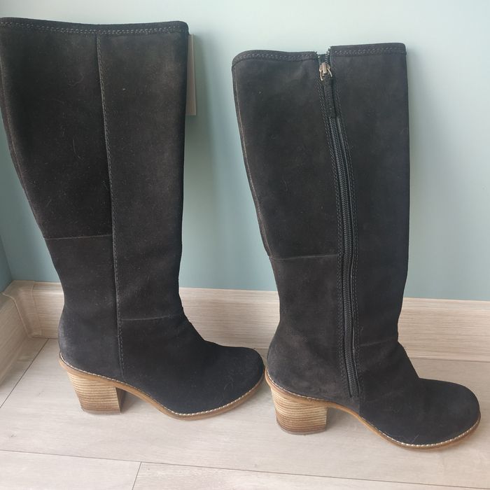 Сапоги замша, черные размер 36-37