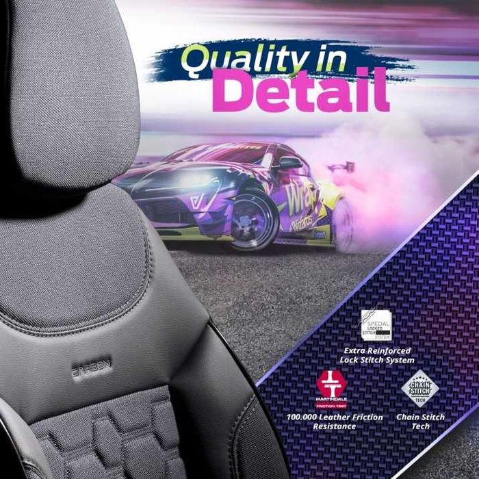 К-т Луксозна Тапицерия Automat-OTOM, Сива със сив шев, CARBON Design