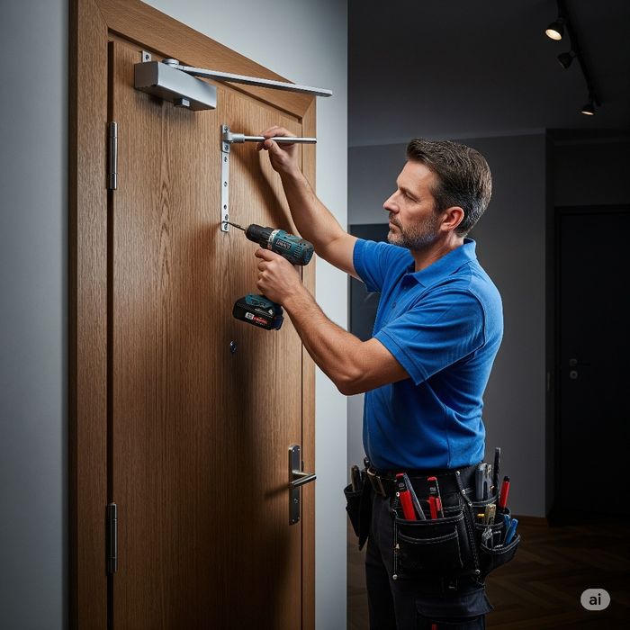 Установка и регулировка доводчиков двери в Астане. Плотник