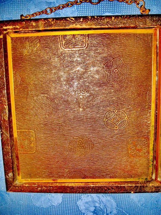 B119-I-Oglinda Triptic Franta Patent 1876 Rama Dronze D`ore.