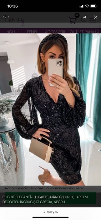 Rochie neagra cu paiete Fenzy NOUA