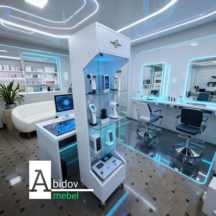 Витрина, стеллаж ,пенал шкаф салона красоты — стиль и функциональность