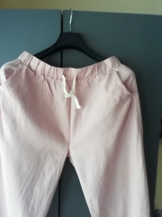 Pantaloni damă noi cu etichetă xxl roz pudră bumbac