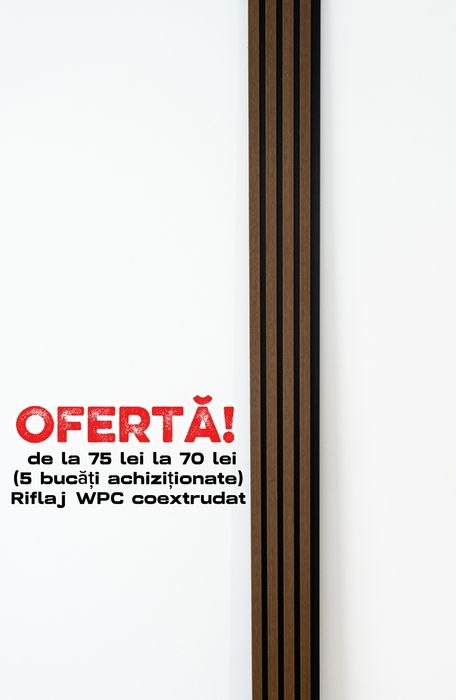Riflaje de exterior fibra de lemn coextrudat
Îmbunătățește aspectul fațadei, terasei,gardului,stalpilor sau al balconului c