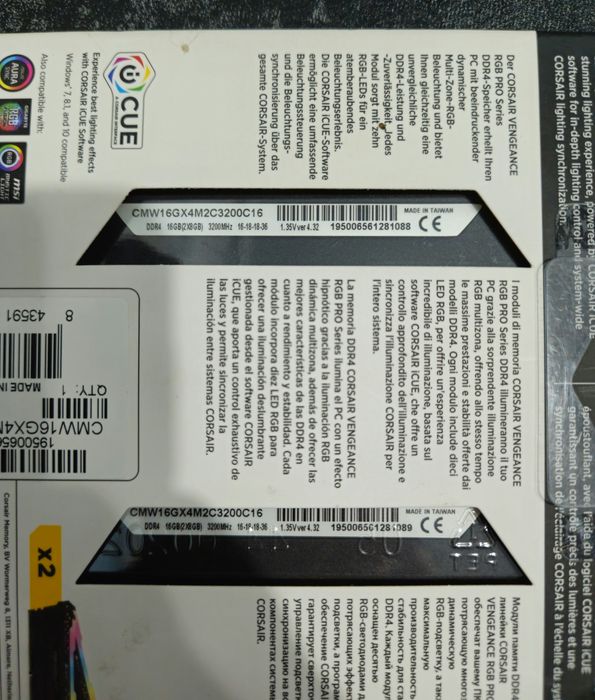 Топовые оперативки Corsair Vengeance rgb 2x8 16Gb 3200