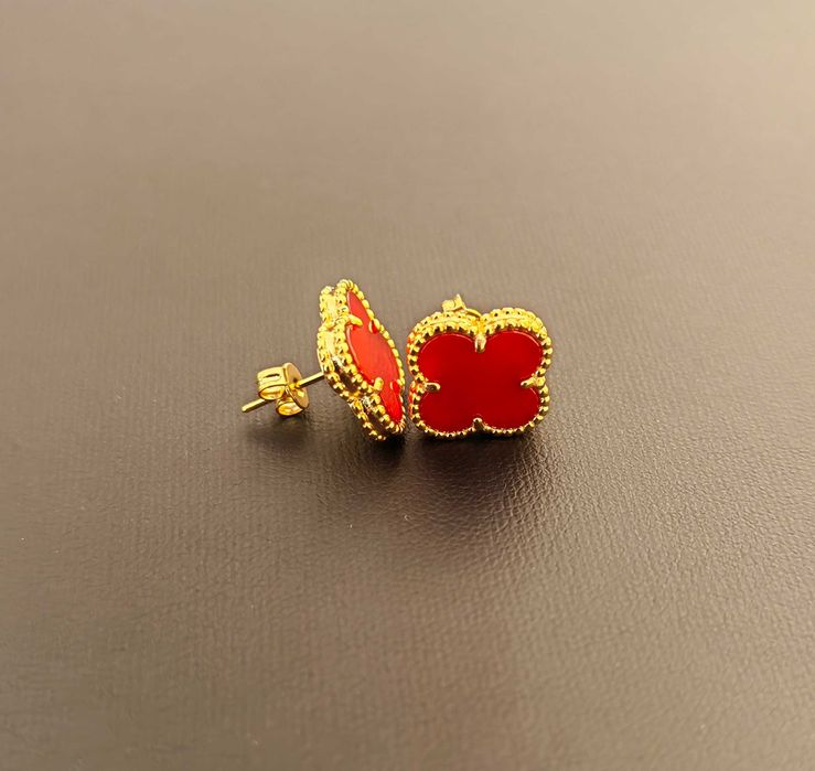 Дамски червени обеци Van Cleef & Arpels VCA Vintage Alhambra earrings