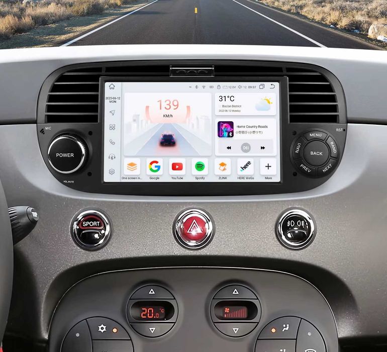 Мултимедия Двоен дин Android за FIAT 500 Андроид навигация плеър 2DIN