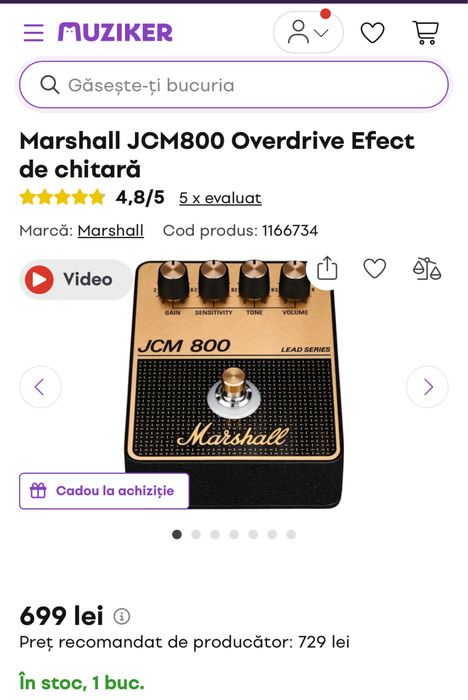 Marshall JCM800 Overdrive Efect de chitară, sigilata, transport inclus
