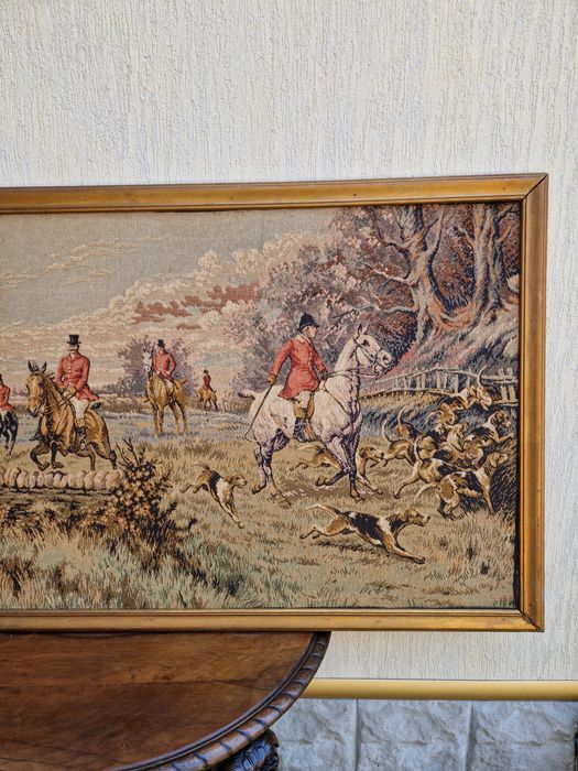 Прекрасен голям антикварен белгийски гоблен