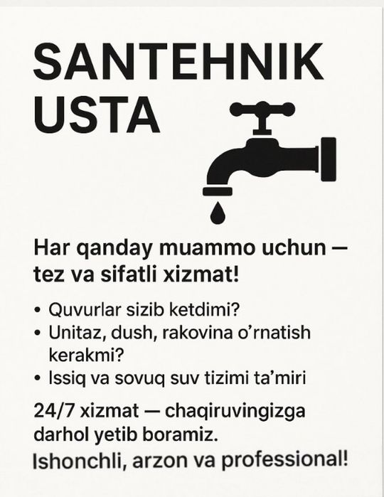 Santexnik Xizmati 24/7