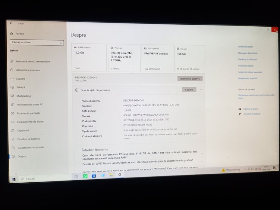 Dau și eu acest PC la vânzare cu Windows 10 pro  12 rami instalați