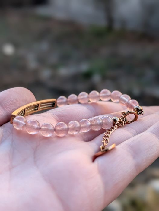 Bratara "Inspire Me Bracelets", placata cu aur roz de 14k si cuart roz
