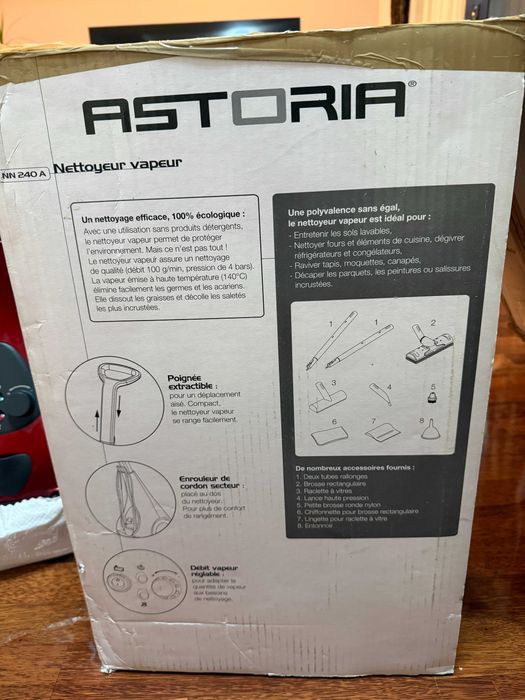 Aparat de curățat cu abur Astoria 4-Bar 1500W, Roșu, NN240AX