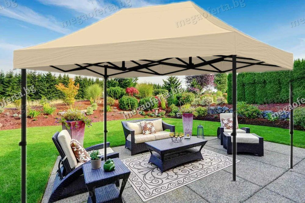 Градинска Шатра 3х4.50 с Усилена Конструкция и Гумирано Покривало