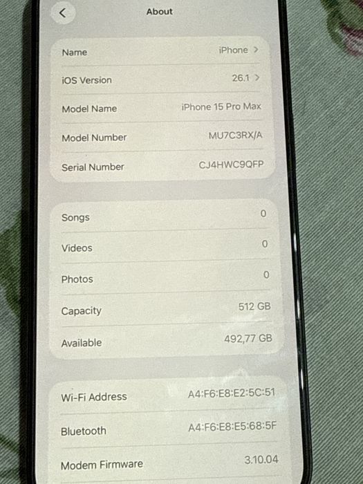 Iphone 15 Promax 512