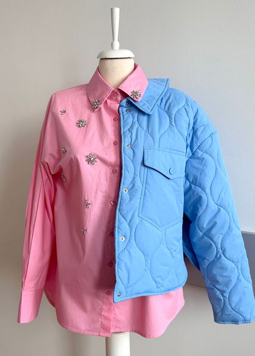 Късо светло синьо кроп яке Asos