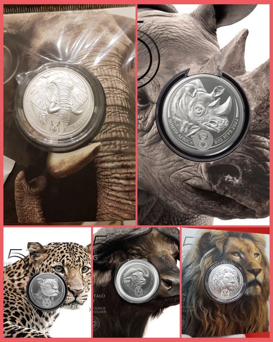 Africa de Sud Big 5 Five I, II si III monede lingou argint pur 999