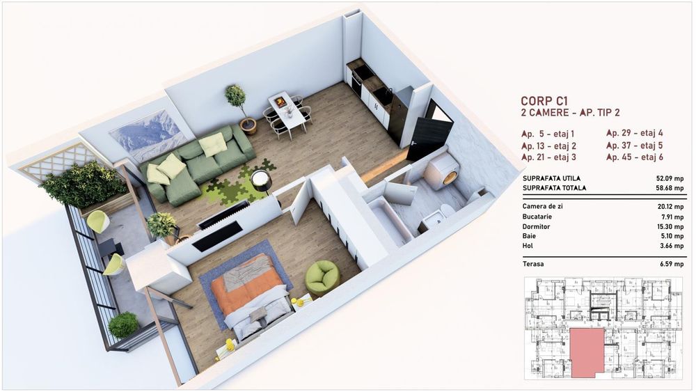 Apartamente cu 1 camera/Studio in cartierul Tudor