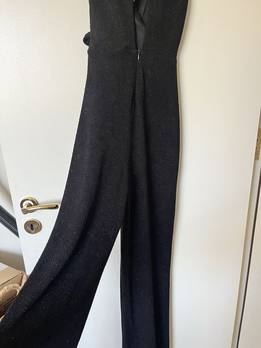 Черен елегантен гащеризон с блсък