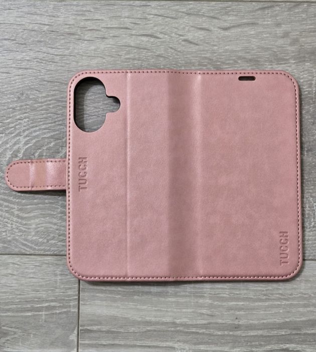 Husă portofel iPhone 16 (6.1”) – RFID, carduri, roz