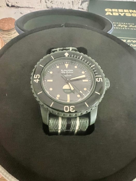 Часовник Swatch x blancpain scuba green limited