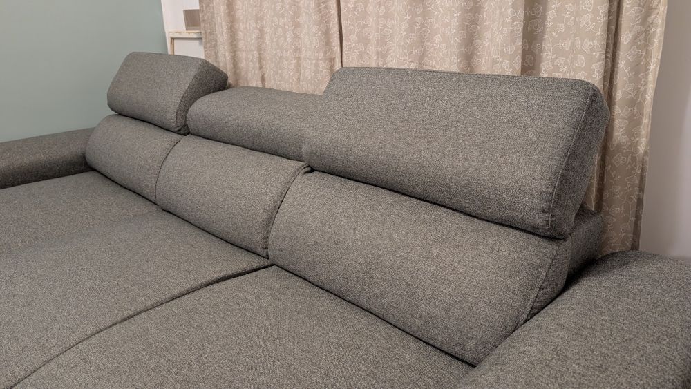 Colțar Extensibil Morgan (Vellea) – Ca Nou, Tetiere Reglabile și Ladă