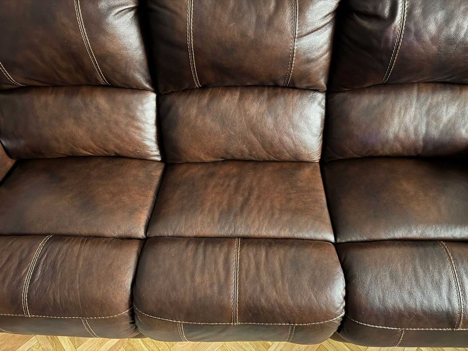 Canapea recliner 3 locuri piele naturala