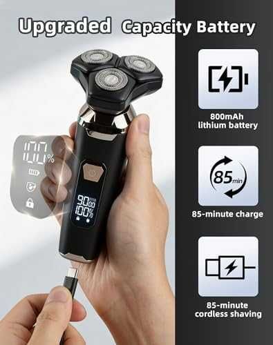 Нова 3 в 1 Мъжка електрическа самобръсначка 4D плаващи глави, бръснене