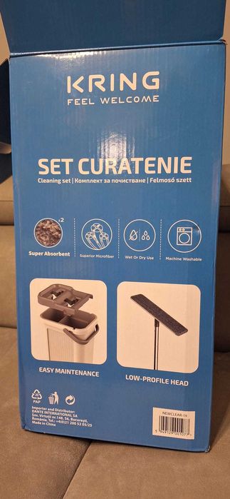 Set de curatenie Kring New Clear, 7.5L, galeata doua compartimente