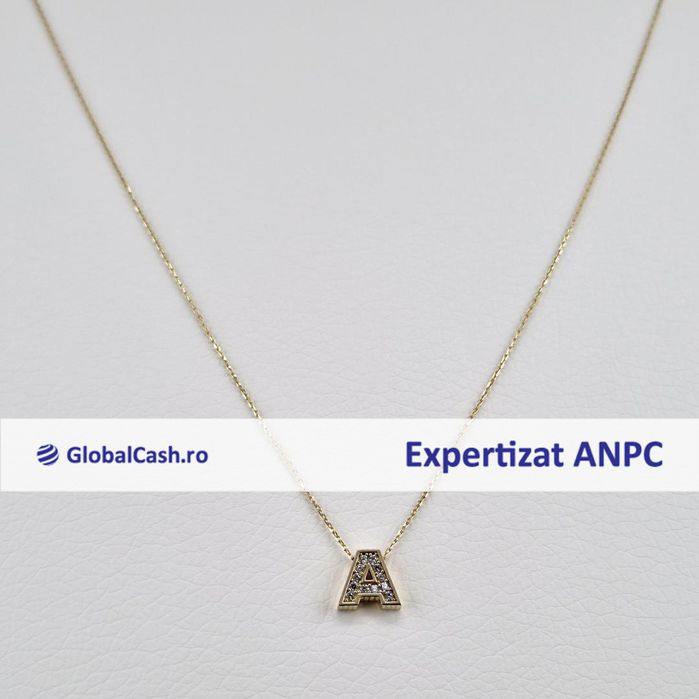 Lant cu pandantiv din aur de 14k, 1.93g | GlobalCash.ro #DR117533