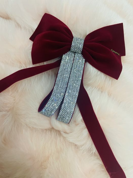 Бант заколка с стразами Красный