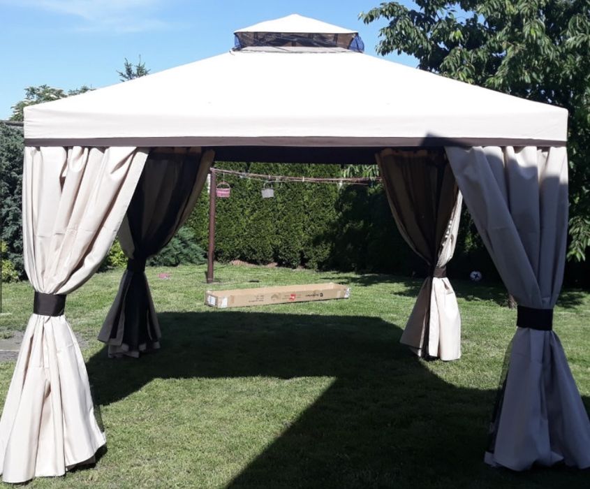 Pavilion grădină 3x4, plasă țânțari și perdele