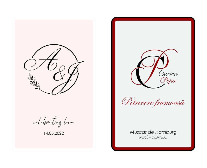 Etichete sticle vin personalizate nunta, cununie, evenimente