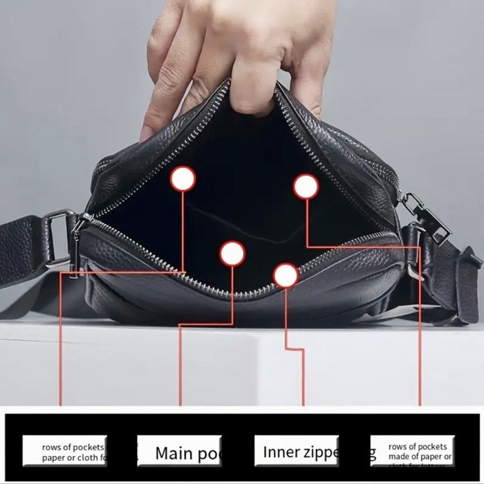 Мъжка изискана и луксозна кожена чанта /Черна естест•кожа -9% Промоция