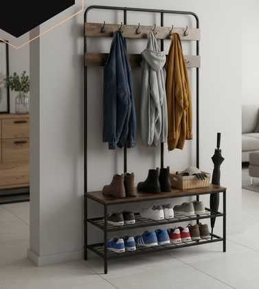 Стабилна закачалка за коридор със стелаж за обувки тип портманто