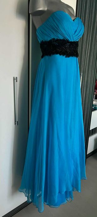 Синя елегантна бална рокля