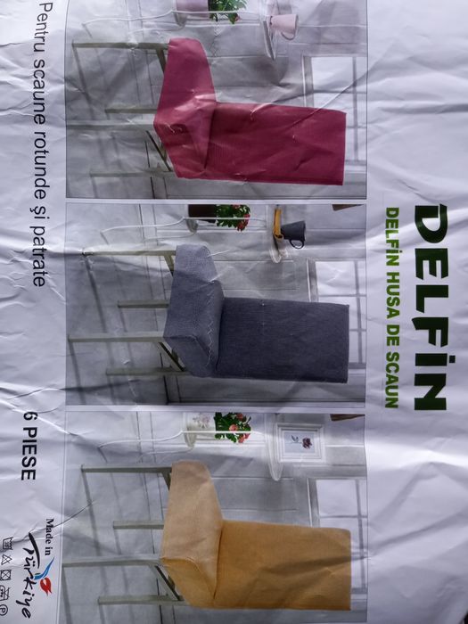 Set 6 huse scaun. Diverse culori. Cu elastic.