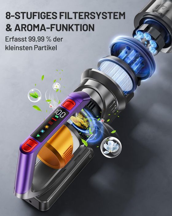 Акумулаторна, мощна Прахосмукачка Всмукателна мощност 45000Pa/550W