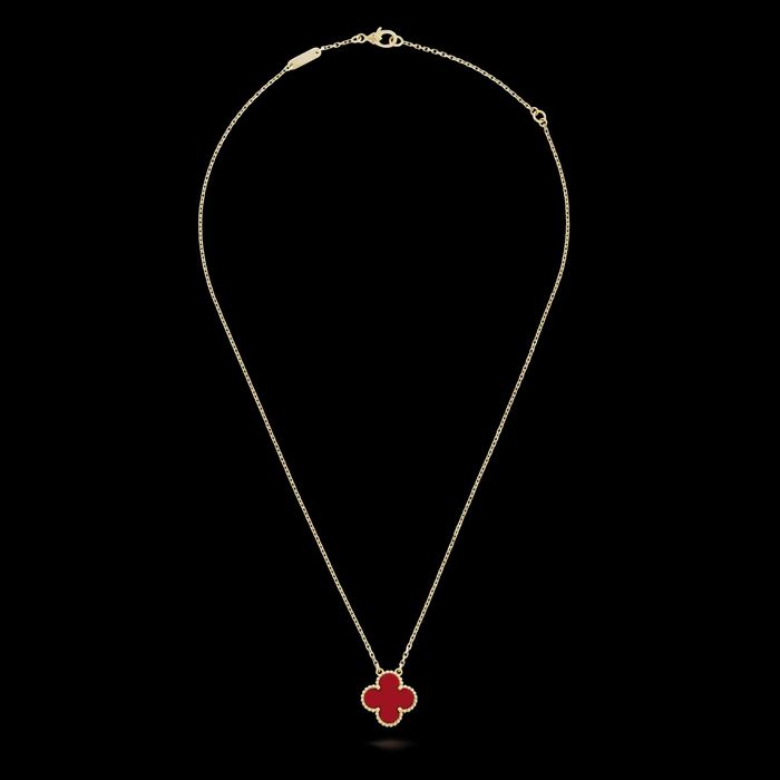 Van Cleef & Arpels VCA Silver Red 1 Motif Alhambra Clover Дамско Колие