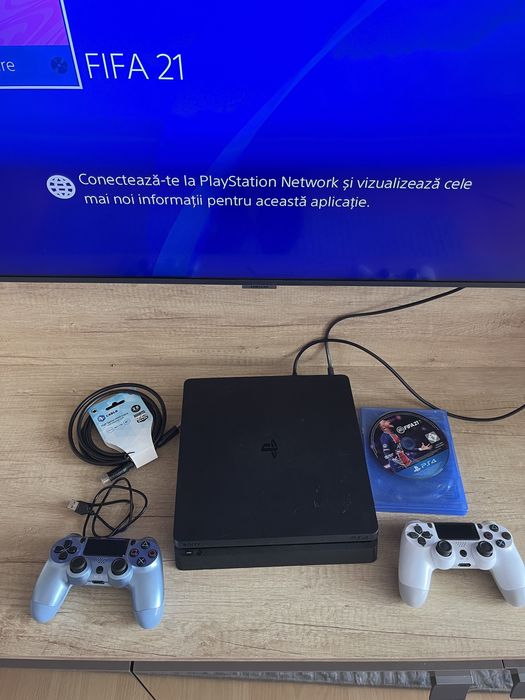 Consola PS 4 Slim 500 gb, 2 controllere noi! Joc, Pret neg