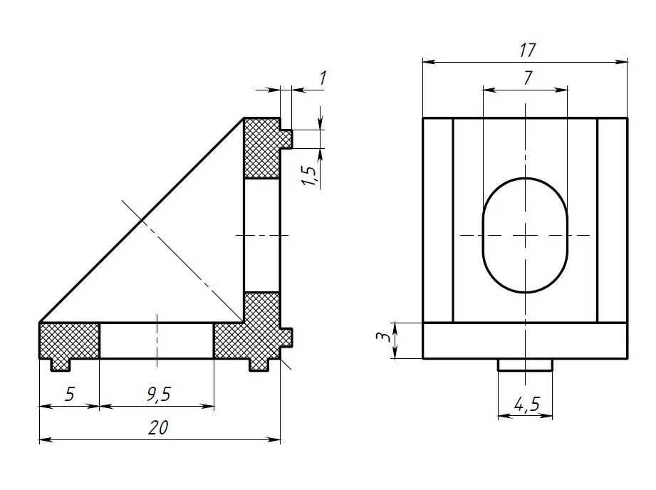 Угловой алюминиевый соединитель 20х20