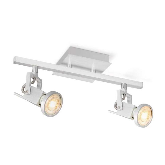 Spot LED de tavan cu 2 becuri GU10 6W dimabile alb cald aluminiu IP20