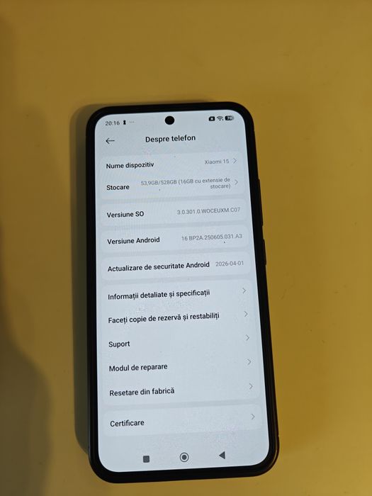 Xiaomi 15 528 GB.(16 GB cu extensie de stocare